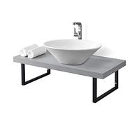 [neu.haus] Encimera de Lavabo 100 x 45 x 30 cm Toallero Estante de Baño Tablero de Pared para Lavabo con Soporte de Metal Mueble de Baño Efecto hormigón