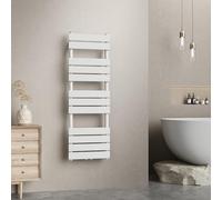 [neu.haus] Radiador Toallero Mural Secatoallas con 12 Lamas Calentador de Toallas Conexión Inferior Modo Agua Caliente para Espacios Reducidos Acero 120 x 40 cm - Blanco