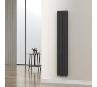 [neu.haus] Radiadores de Panel Doble Capa Radiador de Dise?o Plano Calefactor de Ba?o Sal?n de Agua Caliente de Pared Conexi?n Inferior Central 1122W Acero 180 x 30 cm - Negro