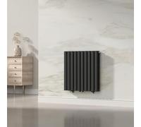 [neu.haus] Radiadores de Panel Doble Capa Radiador de Diseño Tubular Calefactor de Baño Salón de Agua Caliente de Pared Conexión Inferior Central 800W Acero 60 x 60 cm - Negro