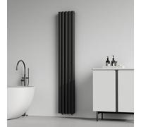 [neu.haus] Radiadores de Panel Doble Capa Radiador de Diseño Tubular Calefactor de Baño Salón de Agua Caliente de Pared Conexión Inferior Central 1122W Acero 180 x 30 cm - Negro