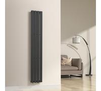 [neu.haus] Radiadores de Panel Monocapa Radiador de Diseño Plano Calefactor de Baño Salón de Agua Caliente de Pared Conexión Inferior Central 598W Acero 180 x 30 cm - Negro
