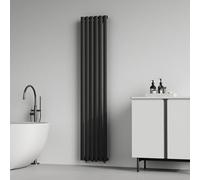 [neu.haus] Radiadores de Panel Monocapa Radiador de Diseño Tubular Calefactor de Baño Salón de Agua Caliente de Pared Conexión Inferior Central 707W Acero 180 x 36 cm - Negro