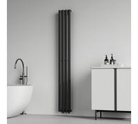 [neu.haus] Radiadores de Panel Monocapa Radiador de Diseño Tubular Calefactor de Baño Salón de Agua Caliente de Pared Conexión Inferior Central 484W Acero 180 x 24 cm - Negro