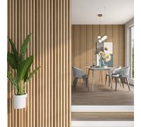NEU.HOLZ Juego de 15 Paneles Decorativos para Pared Borger Estilo Escandinavo Panel de Pared 3D Set de 15 Paneles de Listones para Salón Dormitorio Poliestireno 195 x 30 x 1,2 cm - Efecto Roble Claro