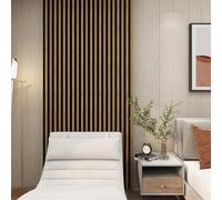 NEU.HOLZ Juego de 4 Paneles Decorativos para Pared Blaricum Panel de Pared 3D Set de 4 Paneles de Listones para Salón Dormitorio Oficina Poliestireno 195 x 12 x 2,1 cm - Efecto Roble