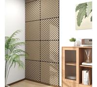 NEU.HOLZ Panel de Pared 3D Vang Juego de 12 Paneles Acústicos (4,32 m²) Revestimiento Mural Listones Diagonales Decorativos Estilo Escandinavo en MDF y Fieltro PET 60 x 60 x 2 cm - Nogal Claro