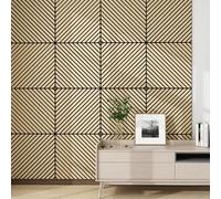 NEU.HOLZ Panel de Pared 3D Vang Juego de 8 Paneles Acústicos (2,88 m²) Revestimiento Mural Listones Diagonales Decorativos Estilo Escandinavo en MDF y Fieltro PET 60 x 60 x 2 cm - Roble Claro