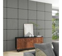 NEU.HOLZ Panel de Pared 3D Vang Juego de 8 Paneles Acústicos (2,88 m²) Revestimiento Mural Listones Diagonales Decorativos Estilo Escandinavo en MDF y Fieltro PET 60 x 60 x 2 cm - Roble Gris Claro