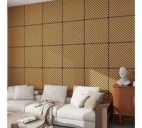 NEU.HOLZ Panel de Pared 3D Vang Juego de 8 Paneles Acústicos (2,88 m²) Revestimiento Mural Listones Diagonales Decorativos Estilo Escandinavo en MDF y Fieltro PET 60 x 60 x 2 cm - Roble Oscuro
