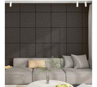 NEU.HOLZ Panel de Pared 3D Vang Juego de 8 Paneles Acústicos (2,88 m²) Revestimiento Mural Listones Diagonales Decorativos Estilo Escandinavo en MDF y Fieltro Pet 60 x 60 x 2 cm - Roble Gris