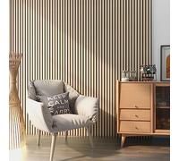 NEU.HOLZ Set de 12x Paneles de Pared 3D Vang Acústicos Revestimiento de Paredes Listones Decorativos en MDF y Fieltro 120 x 60 x 2 cm (8,64 m²) - Roble