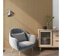 NEU.HOLZ Set de 12x Paneles de Pared 3D Vang Acústicos Revestimiento de Paredes Listones Decorativos en MDF y Fieltro 120 x 60 x 2 cm (8,64 m²) - Roble Oscuro