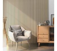 NEU.HOLZ Set de 16x Paneles de Pared 3D Vang Acústicos Revestimiento de Paredes Listones Decorativos en MDF y Fieltro 120 x 60 x 2 cm (11,52 m²) - Roble