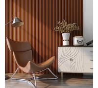 NEU.HOLZ Set de 16x Paneles de Pared Acústicos Revestimiento de Paredes Listones Decorativos en MDF y Fieltro 120 x 60 x 2 cm (11,52 m²) - Color Teca