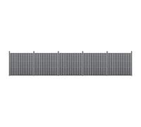 NEU.HOLZ Set de 5X Valla de jardín WPC 185 x 932 cm Elemento de Valla Panel de Valla Columnas con 11 Listones Gris