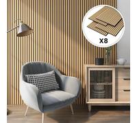NEU.HOLZ Set de 8x Paneles de Pared 3D Vang Acústicos Revestimiento de Paredes Listones Decorativos en MDF y Fieltro 120 x 60 x 2 cm (5,76 m²) - Roble Oscuro