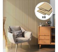 NEU.HOLZ Set de 8x Paneles de Pared 3D Vang Acústicos Revestimiento de Paredes Listones Decorativos en MDF y Fieltro 120 x 60 x 2 cm (5,76 m²) - Roble