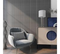 NEU.HOLZ Set de 8x Paneles de Pared 3D Vang Acústicos Revestimiento de Paredes Listones Decorativos en MDF y Fieltro 120 x 60 x 2 cm (5,76 m²) - Roble Gris