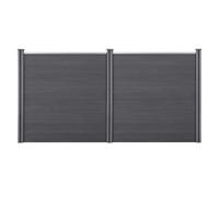 NEU.HOLZ Valla de jardín 183 x 357 cm WPC Panel de Valla Elemento de Pantalla de privacidad Gris