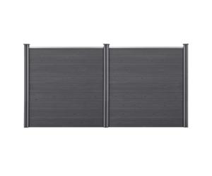 NEU.HOLZ Valla de jardín 183 x 357 cm WPC Panel de Valla Elemento de Pantalla de privacidad Gris