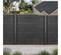 NEU.HOLZ Valla de jardín Segovia WPC con 2 postes 187 x 186 cm Gris | Panel de valla con 9 listones, Ocultación exterior, resistente a la intemperie, elemento para cercados terraza, 2 acabados