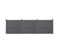 NEU.HOLZ Valla de Jardín WPC 165 cm x 466 cm Panel de Valla Columnas Protección Gris