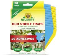 Neudorff Duo Sticky Traps - Trampas adhesivas azules contra los trips y trampas adhesivas amarillas contra los mosquitos de los hongos. Sin olor, sin insecticidas, 20 trampas