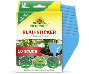 Neudorff Pegatinas Azules: Combate los Trips y Otras plagas voladoras de Forma fácil y eficaz con pizarras Azules. Inodoro, Libre de insecticidas, Paquete de 10 Unidades