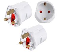 Neuftech 2X Adaptador de Enchufe Ingles GB UK 3 Pines Reino Unido RU a UE 2 Pines European Schuko,Blanco