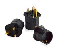 Neuftech 3x Adaptador Enchufe UK GB Ingles 3-Pin Reino Unido RU a UE 2-Pin European español Schuko,Negro