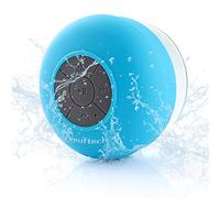 Neuftech Altavoz Bluetooth impermeable con ventosa y micrófono para exteriores, ducha, cocina, oficina, natación, color azul