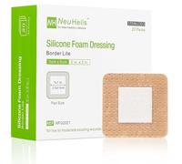 NeuHeils Apósito de espuma de silicona con borde suave Lite de 2 x 2 pulgadas, paquete de 20, tamaño de almohadilla de 1 x 1 pulgada para úlceras de presión de ligera a moderada que exudan heridas