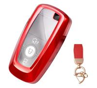 NEUHOO Accesorios de coche compatibles con Ford Mustang Mach-e 2019-2024 2025 Funda para llave y llavero, carcasa de silicona para tarjeta de llave, rojo, S
