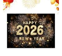 Neujahrs Banner - 208x150 cm Schild für Silvesterabend | Frohes Neues Jahr Hintergrund Wohndekoration | Für Zuhause Garage HOF Büro Schule Hotel Wohnung Bauernhaus Fotobox