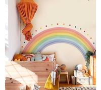 Neukids Vinilos decorativos grandes de acuarela con arco iris y lunares, vinilos infantiles para la habitación de los niños, para el salón, el jardín de infancia y la ventana 192x112cm