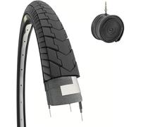 Neumático 26 x 1,75 + Cámara de aire neumático 47-559 Slik negro goma, Cubiertas Antipinchazos para Bicicleta de Ciudad