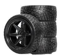 Neumático de Coche RC para Tamiya para TT01 para TT02 XV01 TA06 A959 PTG2 para HPI para KYOSHO 1/10 Piezas para Coche RC Neumáticos Y Llantas De Aluminio 2,56" (4 Unidades)(Black)