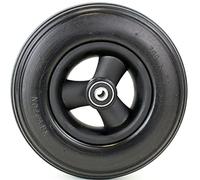 Neumático para silla de ruedas, resistente a pinchazos, 200 x 50, negro, rueda completa con llanta y rodamiento de bolas, longitud del buje 60 mm, orificio de 8 mm