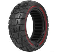Neumático sólido de 11 pulgadas 90/65-6.5 con amortiguación de panal para Dualtron Thunder para Kaabo para scooter eléctrico Speedual todo terreno, rueda de goma no neumática negra (borde rojo)