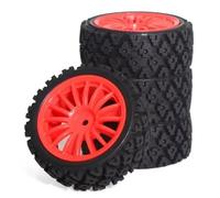 Neumáticos Coche RC Compatible con Tamiya para TT-01 para TT-02 TT01E XV01 XV02 1/10 Piezas para Coches De para Rally RC Juego De 4 Ruedas De Goma De 68 X 28 Mm(Red)