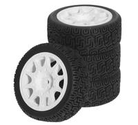 Neumáticos Coche RC Compatible con Tamiya XV01 XV02 para TT01 para TT02 PTG-2 1/10 RC para Piezas De Actualización De Coche para Rally 4Piezas Neumáticos 68Mm Neumático Goma Rueda Neumático(White)