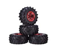 Neumáticos Coche RC para AX-3002 para HSP para HPI para 1/10 RC para Monster Truck para Piezas De Repuesto De Modelo 4 Uds Neumático De Goma De 120mm Rueda De Plástico Borde para Cubo(Red)