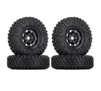 Neumáticos Coche RC para Axial para Yeti Jr D90 TF2 para Tamiya 1/10 Coche Trepador De Control Remoto 4 Uds 85Mm 1,55 Juego Llantas Metal Beadlock(Black)