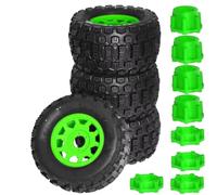 Neumáticos Coche RC para Sledge para ARRMA para Kraton para Outcast para Tamiya 1/7 1/8 RC Car para Monster Stunt Truck Neumático De 175 Mm Rueda Hexagonal 17 4 Piezas(Green)