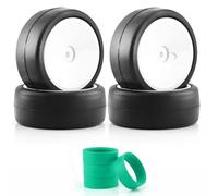 Neumáticos Coche RC para Tamiya para TT01 TT02 De XV01 PTG-2 para HSP 4 Piezas Rueda De Neumático De Fusión En Caliente De Agarre 65 * 26 Mm para 1/10 RC para Coche De Carreras(Green)
