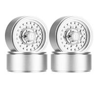 Neumáticos Coche RC para TRX4 para TRX6 para Axial para SCX10 I II III VS4-10 GEN7 8 1.9 Juego De Llantas De RC con Beadlock Accesorios Actualización Buje Piezas Repuesto(Silver)