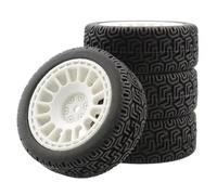 Neumáticos Coche RC para WLtoys 144001 4 Uds RC Coche 66mm Neumáticos De Goma para 1/18 1/16 1/10 RC para Buggy Crawler On/Off Road Repuestos De Coche Reemplazos(White,A)