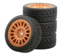 Neumáticos Coche RC para WLtoys 144001 4 Uds RC Coche 66mm Neumáticos De Goma para 1/18 1/16 1/10 RC para Buggy Crawler On/Off Road Repuestos De Coche Reemplazos(Orange,A)