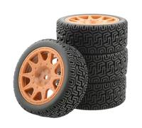 Neumáticos Coche RC para WLtoys 144001 Y 1/18 1/16 1/10 RC para Buggy Crawler On/Off Road Repuestos De Coche Reemplazos 4 Uds RC Car 66mm Neumáticos De Goma(Orange,B)